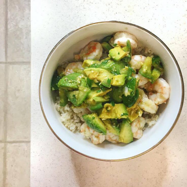 Tomatillo Avocado Shrimp Deconstructed Burrito Bowls